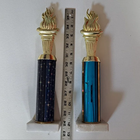 Gold and Blue Torch Trophies Set Of 2 - Picture 5 of 6